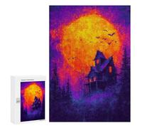 Adults 300 PCS Puzzle Spooky Haunted House Scene-1 Adult Jigsaw Puzzles Difficult Challenge Wishlist with Santa Claus Unique Birthday And Gifts 300 PCS