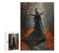 Adults 300 PCS Puzzle Spooky Witch in Autumn Forest Adult Jigsaw Puzzles Difficult Challenge Wishlist with Santa Claus Unique Birthday And Gifts 300 PCS