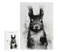 Adults 300 PCS Puzzle Squirrel Beauty Black Ink Adult Jigsaw Puzzle Anti-Stress Toys Analysis And Logic Birthday Present, Gifts, 300 PCS