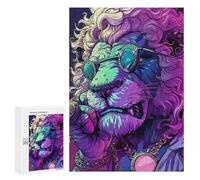 Adults 300 PCS Puzzle Stylish Lion with Sunglasses Puzzles for Teenagers Precision Cutting for Birthday, Chrismas Toy Intellectual Game 300 PCS