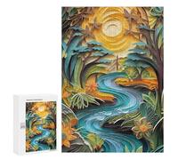 Adults 300 PCS Puzzle Sun over The River Adult Jigsaw Puzzles Analysis And Logic Wishlist with Santa Claus Unique Gifts for Birthday And Christmas 300 PCS