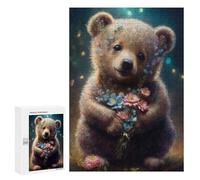 Adults 300 PCS Puzzle Sweet Bear with Flowers Adult Jigsaw Puzzles Analysis And Logic Wishlist with Santa Claus Unique Gifts for Birthday And Christmas 300 PCS