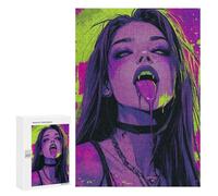 Adults 300 PCS Puzzle Vampire Girl with Dripping Tongue Adult Jigsaw Puzzles Analysis And Logic Wishlist with Santa Claus Unique Gifts for Birthday And Christmas 300 PCS
