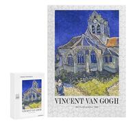 Adults 300 PCS Puzzle Vincent Van Gogh The Church at Auvers Adult Jigsaw Puzzles Analysis And Logic Wishlist with Santa Claus Unique Gifts for Birthday And Christmas 300 PCS
