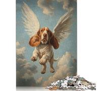 Adults 300 Piece Jigsaw Puzzle Basset Hound Angel Pet Loss Remembrance Art Basset Hound with Wings Puzzles for Adults & Teenager Brain Teaser Puzzle 1000pcs (75x50cm)