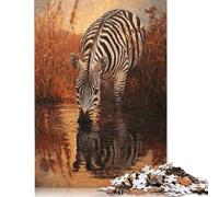 Adults 300 Pieces Jigsaw Zebra Drinking at Sunset Wooden Puzzle Adult Jigsaw Puzzle Jigsaw Puzzles for Adults Teenagers 1000pcs (75x50cm)