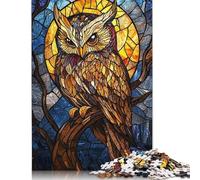 Adults 300 Pieces Puzzle Stained Glass Owl Wooden Puzzles for Adults Teenagers Age 12+ 300pcs (40x28cm)
