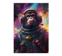 Adults 38x26cm/1000pcs Jigsaw Puzzle Chimpanzee Astronaut in Space Teenagers Puzzles Toy Wall Decor Pattern Assembly Parent-child Interaction 38x26cm/1000pcs