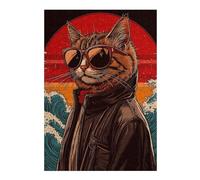 Adults 38x26cm/1000pcs Jigsaw Puzzle Cool Cat with Sunglasses Adult Jigsaw Puzzle Relax Games Hand Speed Race Parent-child Interaction 38x26cm/1000pcs