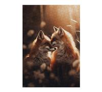 Adults 38x26cm/1000pcs Jigsaw Puzzle Romantic Love Red Foxes Adult Jigsaw Puzzle Relax Games Hand Speed Race Parent-child Interaction 38x26cm/1000pcs