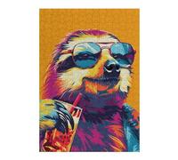 Adults 38x26cm/1000pcs Jigsaw Puzzle Sloth Drinking Alcohol Adult Jigsaw Relaxing Games Enhance Memory Unique Gifts for Birthday And Christmas 38x26cm/1000pcs