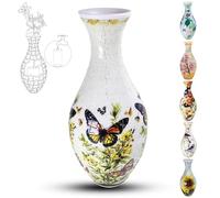 Adults 3D Jigsaw Vase, 160 Pieces, DIY Jigsaw Puzzle, 3D curved puzzle with water column, perfect for displaying real or artificial flowers and flower arrangements.(Butterflies)