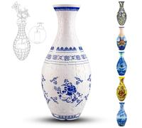 Adults 3D Jigsaw Vase, 160 Pieces, DIY Jigsaw Puzzle, 3D curved puzzle with water column, perfect for displaying real or artificial flowers and flower arrangements.(Blue and white)
