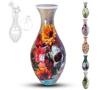 Adults 3D Jigsaw Vase, 160 Pieces, DIY Jigsaw Puzzle, 3D curved puzzle with water column, perfect for displaying real or artificial flowers and flower arrangements(Red flowers)