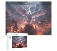 Adults 500 PCS Jigsaw Puzzle Angel Vs. Demon Battle Adult Jigsaw Puzzle Brain Teaser Game Enhance Memory Birthday And Unique Gifts 500 PCS