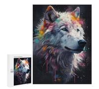 Adults 500 PCS Jigsaw Puzzle Arctic Wolf Painting Jigsaw for Adults Brain Teaser Game Precision Cutting Unique Gifts for Birthday And Christmas 500 PCS