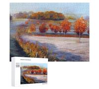 Adults 500 PCS Jigsaw Puzzle Autumn Trees in The Field Adult Jigsaw Puzzle Brain Teaser Game Enhance Memory Birthday And Unique Gifts 500 PCS