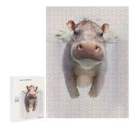 Adults 500 PCS Jigsaw Puzzle Baby Hippo Swimming Jigsaw for Adults Brain Teaser Game Precision Cutting Unique Gifts for Birthday And Christmas 500 PCS