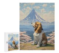 Adults 500 PCS Jigsaw Puzzle Basset Hound Mount Fuji Jigsaw for Adults Brain Teaser Game Precision Cutting Unique Gifts for Birthday And Christmas 500 PCS