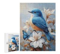 Adults 500 PCS Jigsaw Puzzle Blue Bird with Butterfly Jigsaws for Adults Puzzle Precision Cutting Difficult And Challenge Toy Intellectual Game 500 PCS