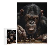 Adults 500 PCS Jigsaw Puzzle Chimpanzee Chess Jigsaw for Adults Brain Teaser Game Precision Cutting Unique Gifts for Birthday And Christmas 500 PCS