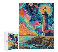 Adults 500 PCS Jigsaw Puzzle Colorful Lighthouse Coastal Scene -1 Jigsaws for Adults Puzzle Precision Cutting Difficult And Challenge Toy Intellectual Game 500 PCS