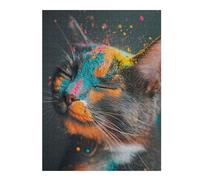 Adults 500 PCS Jigsaw Puzzle Colorful Powdered Cat Jigsaw for Adults Relaxing Games Pattern Assembly Unique Gifts for Birthday And Christmas 500 PCS