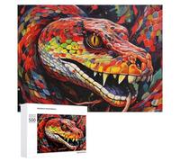 Adults 500 PCS Jigsaw Puzzle Colorful Serpent Portrait Adult Jigsaw Puzzle Brain Teaser Game Enhance Memory Birthday And Unique Gifts 500 PCS