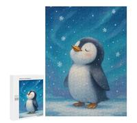 Adults 500 PCS Jigsaw Puzzle Cute Penguin in Winter Snowfall Jigsaw for Adults Brain Teaser Game Wall Decoration for Is Ideal As A Gift 500 PCS