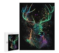 Adults 500 PCS Jigsaw Puzzle Deer Neon Adult Jigsaw Puzzle Family Game Precision Cutting Birthday And Unique Gifts 500 PCS