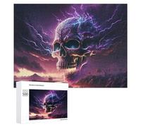 Adults 500 PCS Jigsaw Puzzle Electric Storm Skull Jigsaw for Adults Brain Teaser Game Precision Cutting Unique Gifts for Birthday And Christmas 500 PCS