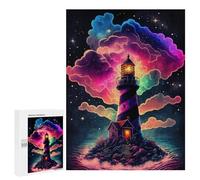 Adults 500 PCS Jigsaw Puzzle Enchanted Lighthouse Sky Adult Jigsaw Puzzle Brain Teaser Game Enhance Memory Birthday And Unique Gifts 500 PCS