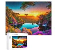 Adults 500 PCS Jigsaw Puzzle Enchanted Sunset in The Tropical Rainforest Adult Jigsaw Puzzle Brain Teaser Game Enhance Memory Birthday And Unique Gifts 500 PCS