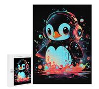 Adults 500 PCS Jigsaw Puzzle Epic Penguin Headphones Jigsaw Puzzle Brain Teaser Game But Fun And Humorous for Is Ideal As A Gift 500 PCS