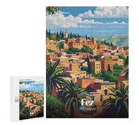 Adults 500 PCS Jigsaw Puzzle Fez, Morocco Travel Jigsaw for Adults Brain Teaser Game Wall Decoration for Is Ideal As A Gift 500 PCS