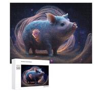 Adults 500 PCS Jigsaw Puzzle Galactic Pig with Cosmic Swirls Adult Jigsaw Puzzle Brain Teaser Game Enhance Memory Birthday And Unique Gifts 500 PCS