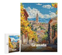 Adults 500 PCS Jigsaw Puzzle Granada, Spain, Autumn Cityscape Jigsaw for Adults Brain Teaser Game Wall Decoration for Is Ideal As A Gift 500 PCS