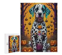 Adults 500 PCS Jigsaw Puzzle Halloween Dalmatian Art Adult Jigsaw Puzzle Brain Teaser Game Enhance Memory Birthday And Unique Gifts 500 PCS