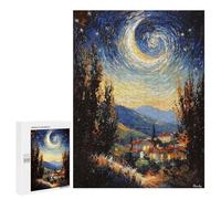 Adults 500 PCS Jigsaw Puzzle Impressionist Inspired Starry Night Jigsaw for Adults Brain Teaser Game Wall Decoration for Is Ideal As A Gift 500 PCS
