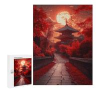 Adults 500 PCS Jigsaw Puzzle Japan Temple in Red Bloody Jigsaw for Adults Brain Teaser Game Wall Decoration for Is Ideal As A Gift 500 PCS