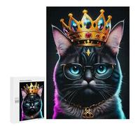 Adults 500 PCS Jigsaw Puzzle King Black Cat Neon Jigsaw for Adults Brain Teaser Game Precision Cutting Unique Gifts for Birthday And Christmas 500 PCS