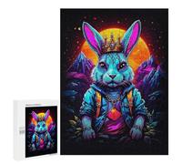 Adults 500 PCS Jigsaw Puzzle King Neon Rabbit Jigsaw for Adults Brain Teaser Game Wall Decoration for Is Ideal As A Gift 500 PCS
