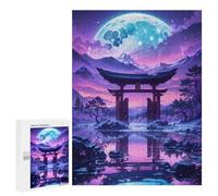 Adults 500 PCS Jigsaw Puzzle Lunar Serenity Torii Gate Jigsaw Puzzle Brain Teaser Game But Fun And Humorous for Is Ideal As A Gift 500 PCS