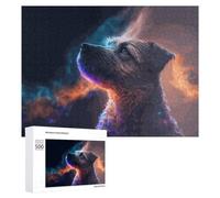 Adults 500 PCS Jigsaw Puzzle Neon Dreams Cosmic Canine Adult Jigsaw Puzzle Brain Teaser Game Enhance Memory Birthday And Unique Gifts 500 PCS