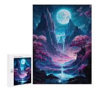 Adults 500 PCS Jigsaw Puzzle Neon Full Moon Valley Adult Jigsaw Puzzle Family Game Precision Cutting Birthday And Unique Gifts 500 PCS