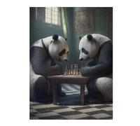 Adults 500 PCS Jigsaw Puzzle Pandas Playing Chess Jigsaw for Adults Relaxing Games Pattern Assembly Unique Gifts for Birthday And Christmas 500 PCS