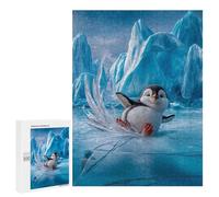 Adults 500 PCS Jigsaw Puzzle Penguin Slipping on Ice Jigsaw for Adults Brain Teaser Game Wall Decoration for Is Ideal As A Gift 500 PCS