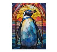 Adults 500 PCS Jigsaw Puzzle Penguin Stained Glass Jigsaw for Adults Relaxing Games Pattern Assembly Unique Gifts for Birthday And Christmas 500 PCS