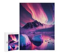 Adults 500 PCS Jigsaw Puzzle Purple Aurora Borealis Jigsaw Puzzle Brain Teaser Game But Fun And Humorous for Is Ideal As A Gift 500 PCS