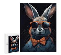 Adults 500 PCS Jigsaw Puzzle Rabbit Bunny Sunglasses Adult Jigsaw Puzzle Family Game Precision Cutting Birthday And Unique Gifts 500 PCS